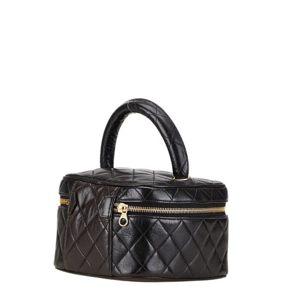 CHANEL Black Lambskin Leather Logo Vanity Bag - Picture 2 of 9